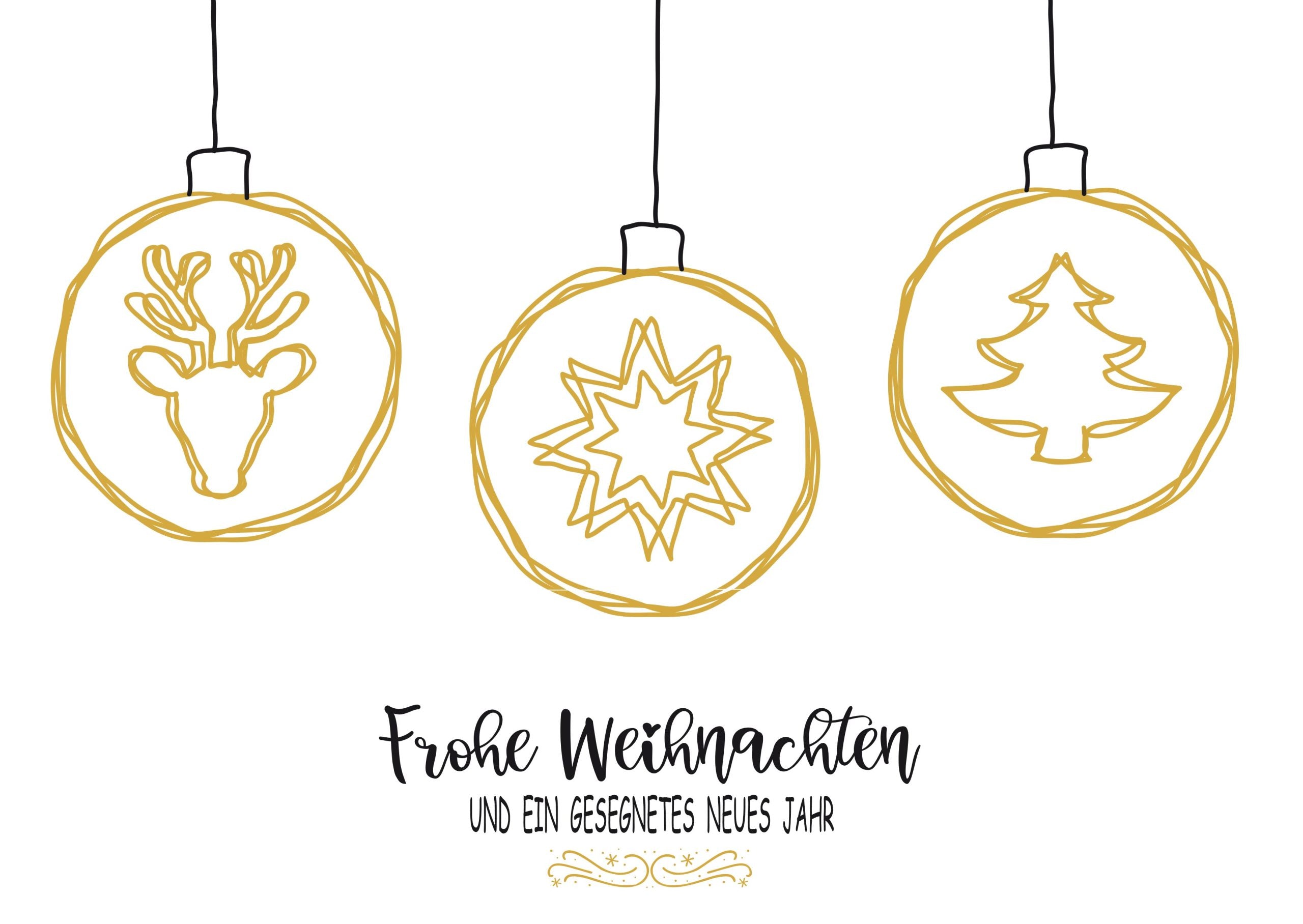 Weihnachtspostkarte Frohe Weihnachten Kugeln