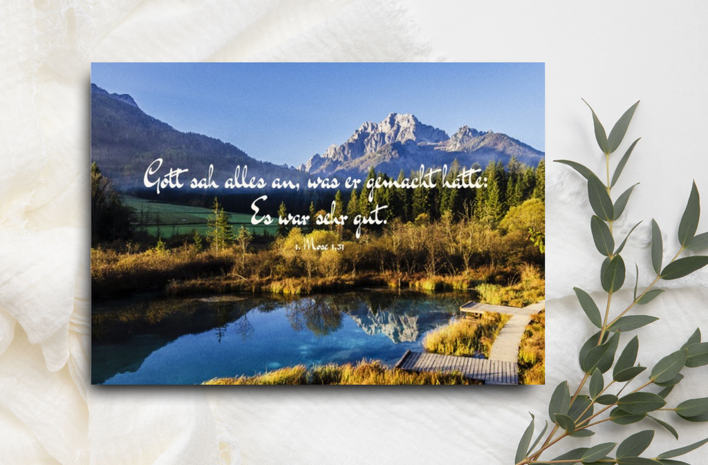 Postkarte  Gott sah alles an