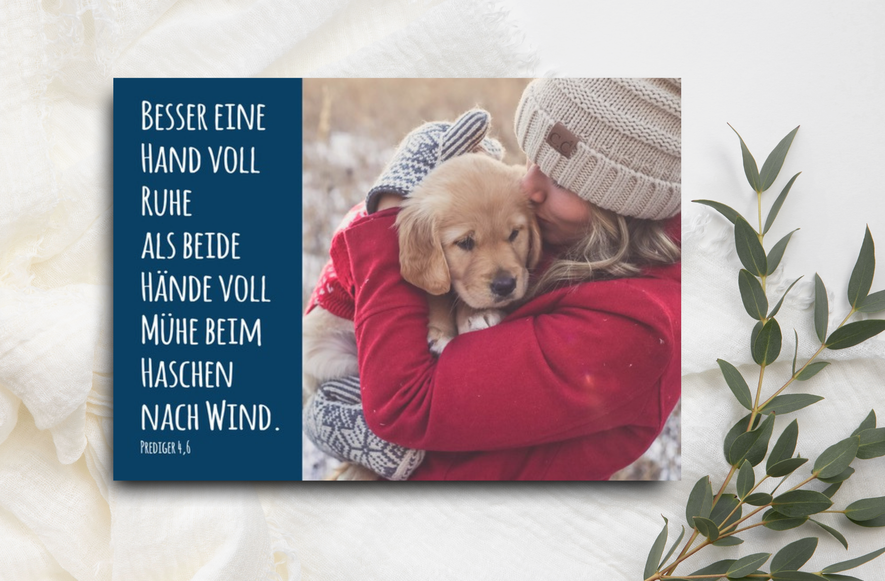 Postkarte  Besser eine Hand voll Ruhe