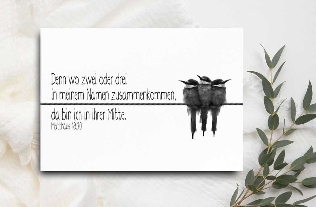 Postkarte  Denn wo zwei oder drei