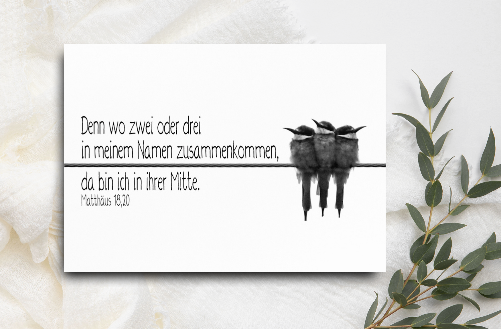Postkarte  Denn wo zwei oder drei